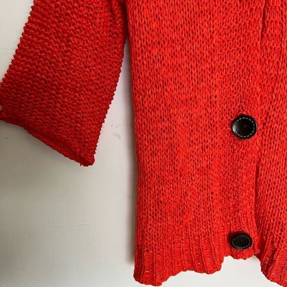 Rain + Rose Women's Cardigan Orange Button Up Loose Knit Sweater size S - Picture 6 of 6